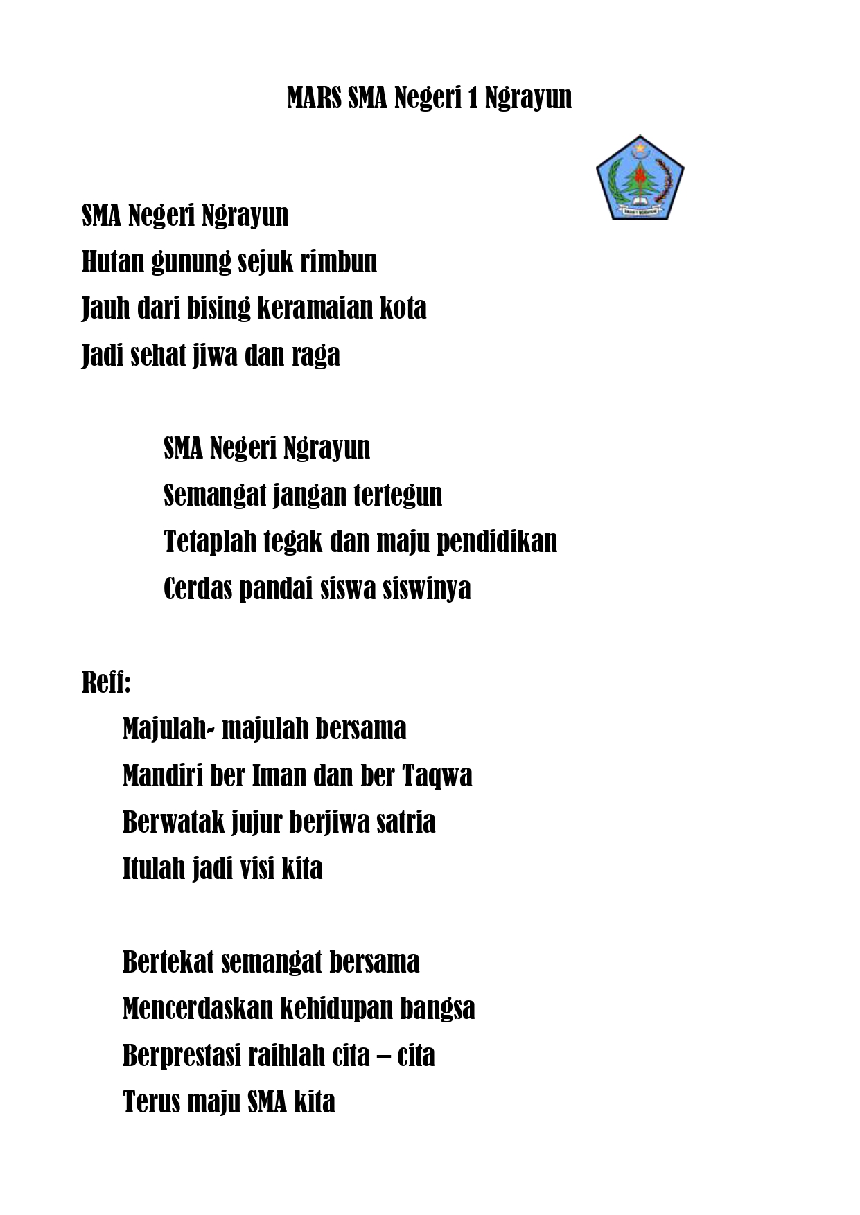 MARS SMA Negeri 1 Ngrayun